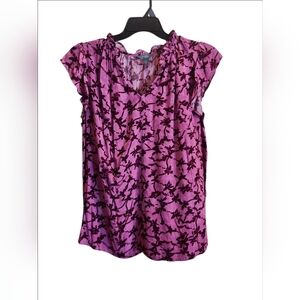 Terra & Sky Women's Plus Flutter Sleeve Blouse Sz 3X (24w-26w) NWT